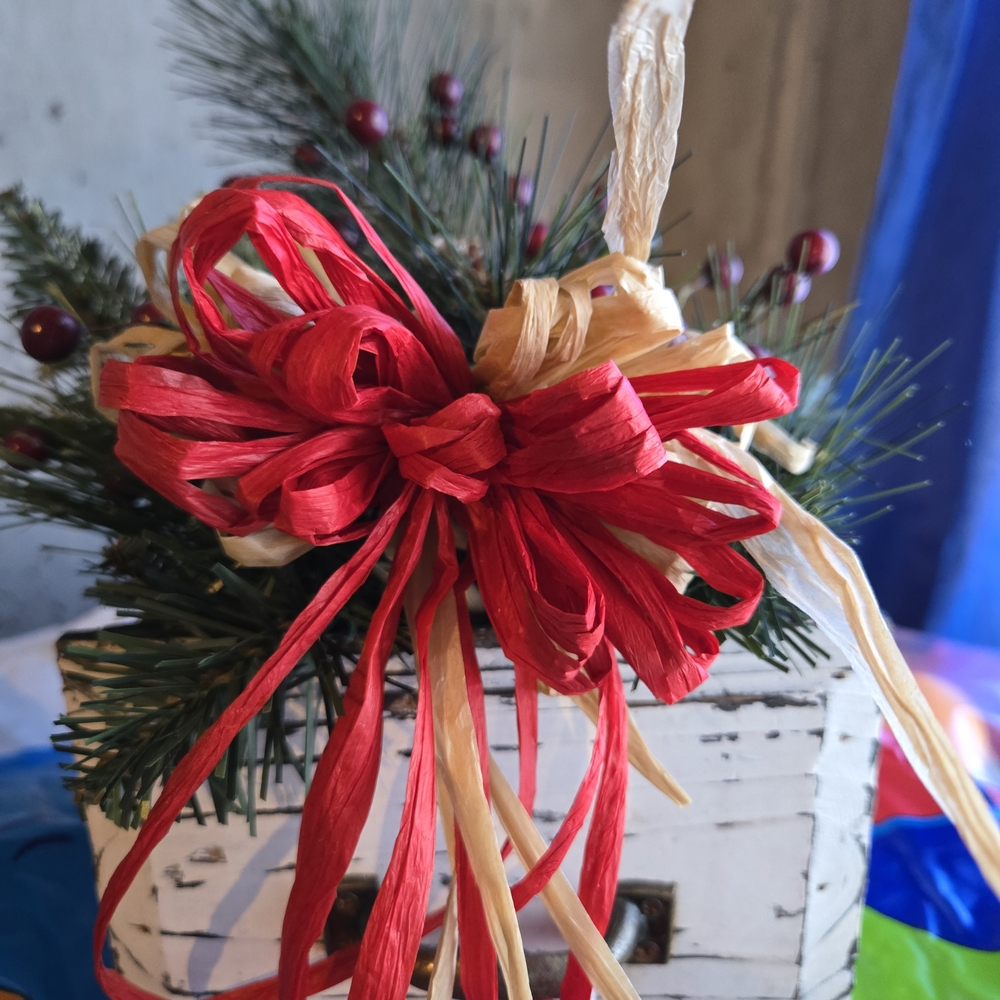Festive Red and Cream Holiday Decor Arrangement